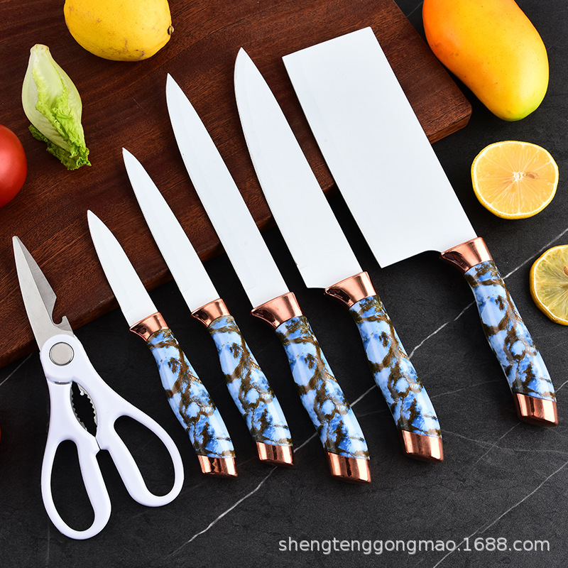 Nuevo estilo de utensilios de cocina, cuchillo de cocina multifuncional, cuchillo de fruta, cuchillo de pan, juego de soporte de cuchillo de barril redondo