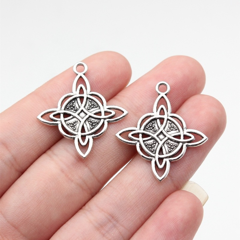 マルチカラー DIY ネックレス ブレスレット アクセサリー ケルト ノット ペンダント 28x25mm 1.8g|undefined