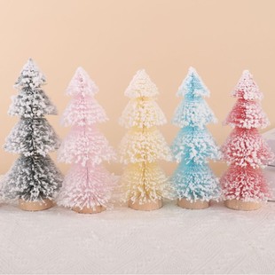 Cross-Border Mini 4-Layer Spray Snow Pagoda Tree Cedar Dipped White Desktop Window Display Christmas Gift Christmas Decorations