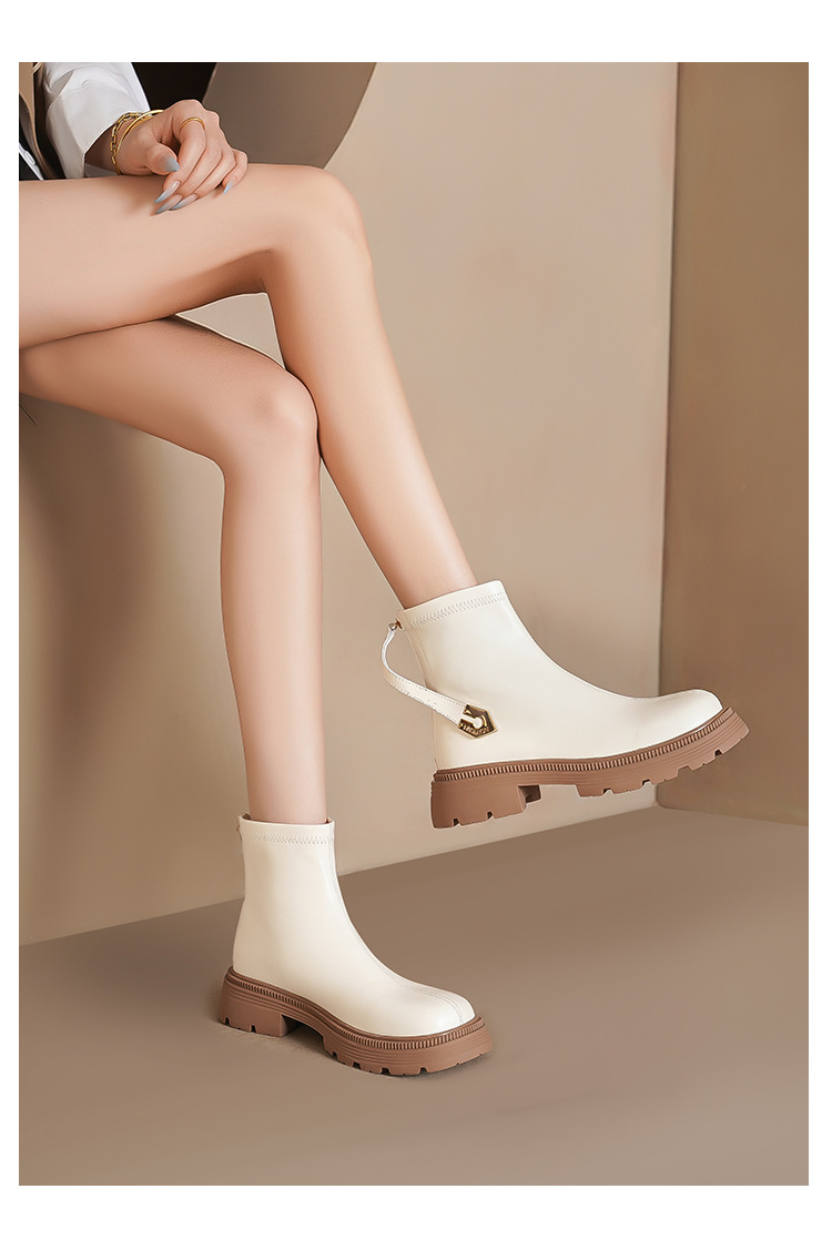 Women's Mesh Ankle Boots Thick Sole Back Zipper Single Boots_voghion.com