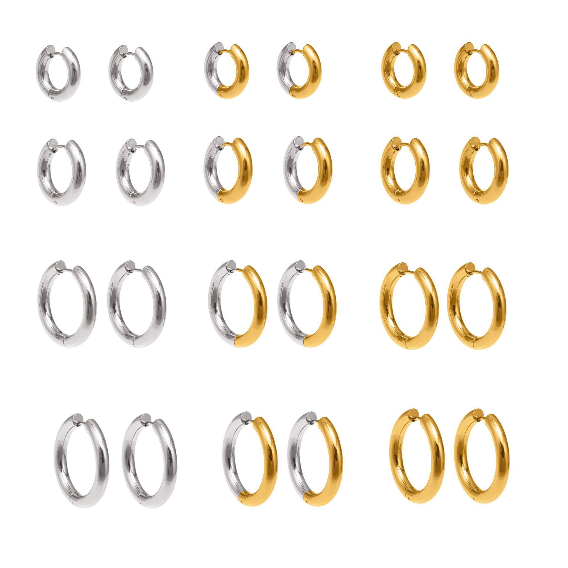 Colour-blocked Hoop Earrings Ferris Wheel Style Stud Jewellery_voghion.com