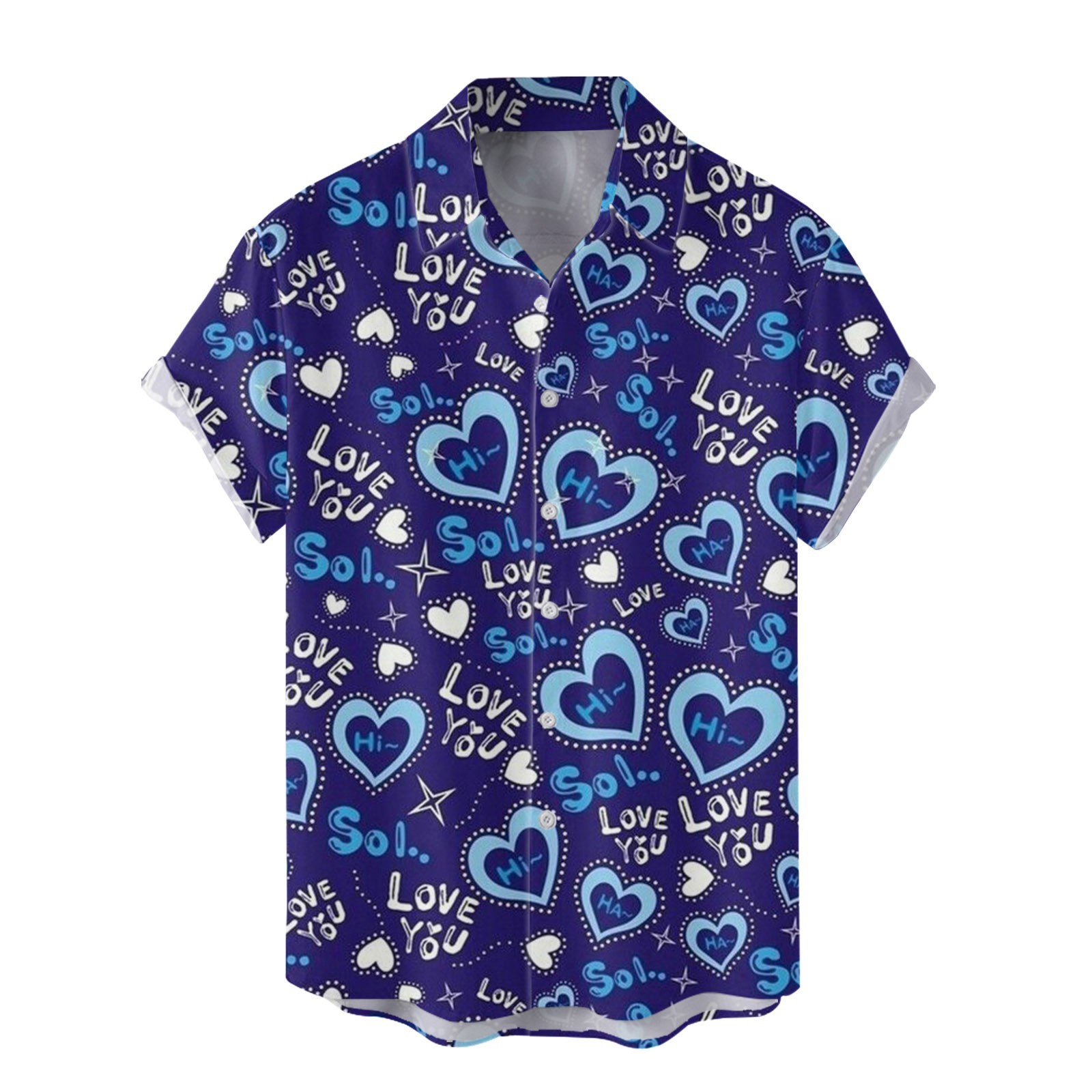 Camisas nuevas para hombres de comercio exterior europeo y americano transfronterizo Serie del día de San Valentín Camisa casual de manga corta con estampado digital 3D