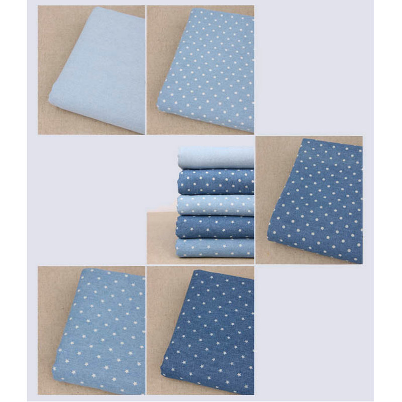 ファッションの薄いデニムの生地のスカートのプリントの星の丸い点の薄い色の水洗いの綿のデニムの卸売り