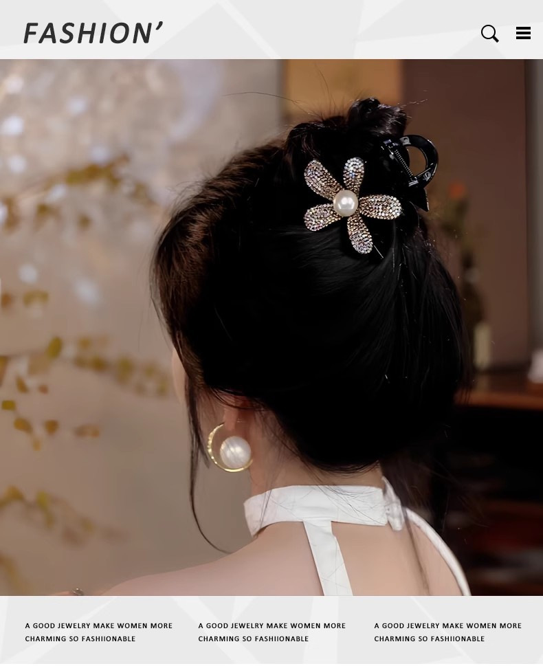 Elegante Blumen Haarspange Mit Strass Und Perlen Für Damen_voghion.com