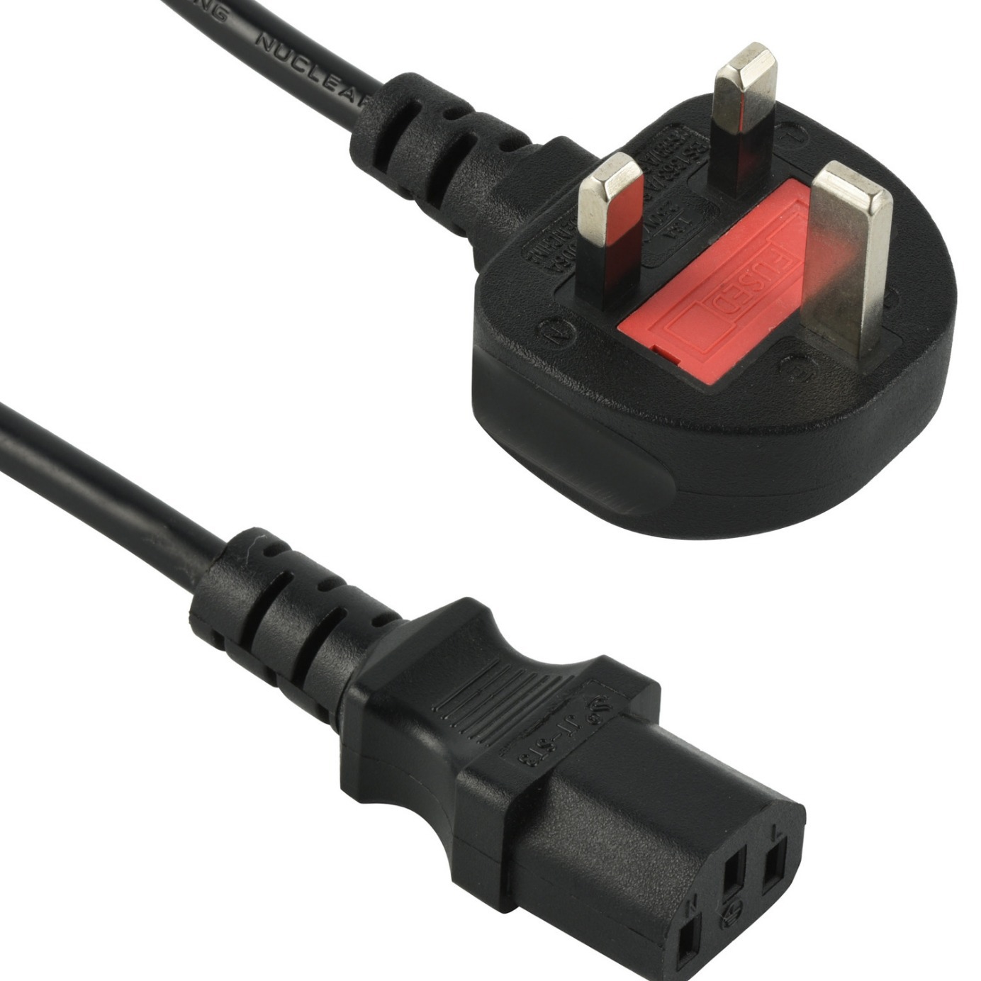 英规品字尾英国插头带保险丝梅花尾三芯注塑电源线电缆防水抗压