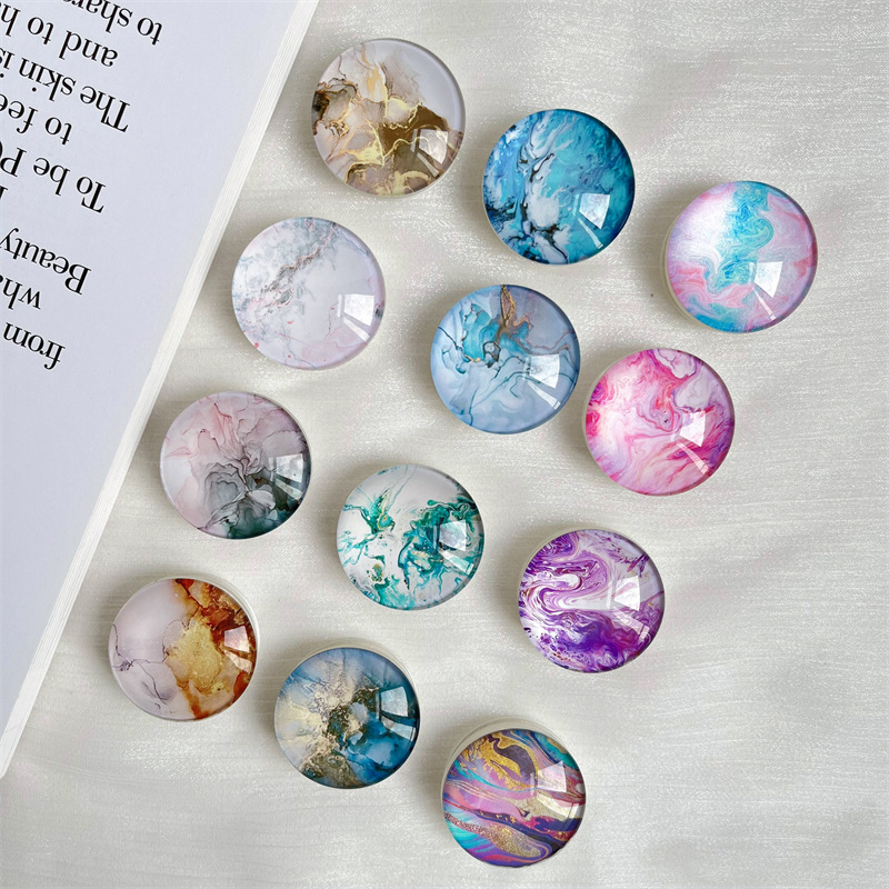 24g Weight Mobile Phone Universal Applicable Brands Airbag Bracket Classification Glass Material Marble Pattern Chinoiserie, Simple Style Style Marble Glass Chinoiserie Simple Style Mobile Phone Universal Airbag Bracket 8