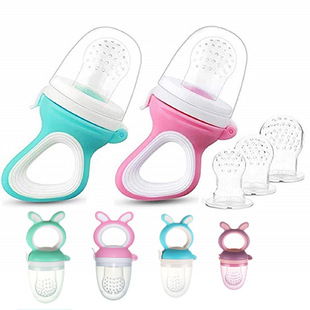Baby Bite and Eat Fruit Supplementary Food Artifact Silicone Nipple Grinding Stick Gum Fruit and Vegetable Baby Net Bag Net Bag