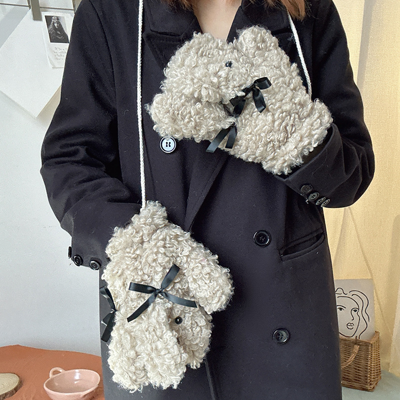 Lazy Holiday~Shop/Teddy Hairy Cartoon Cute Gloves Hat Scarf 3-Piece Set for Autumn and Winter Warmth_voghion.com