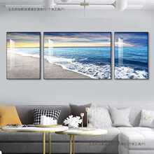 轻奢简约现代客厅装饰画北欧三联沙发背景墙壁挂画有带框晶瓷镶钻