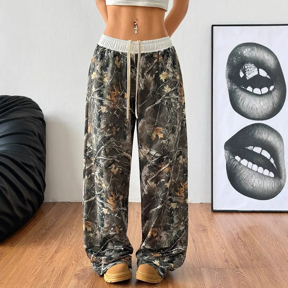 Эластичные camouflage брюки, свободный крой для подростков, регулируемая талия, размеры S–XXL
