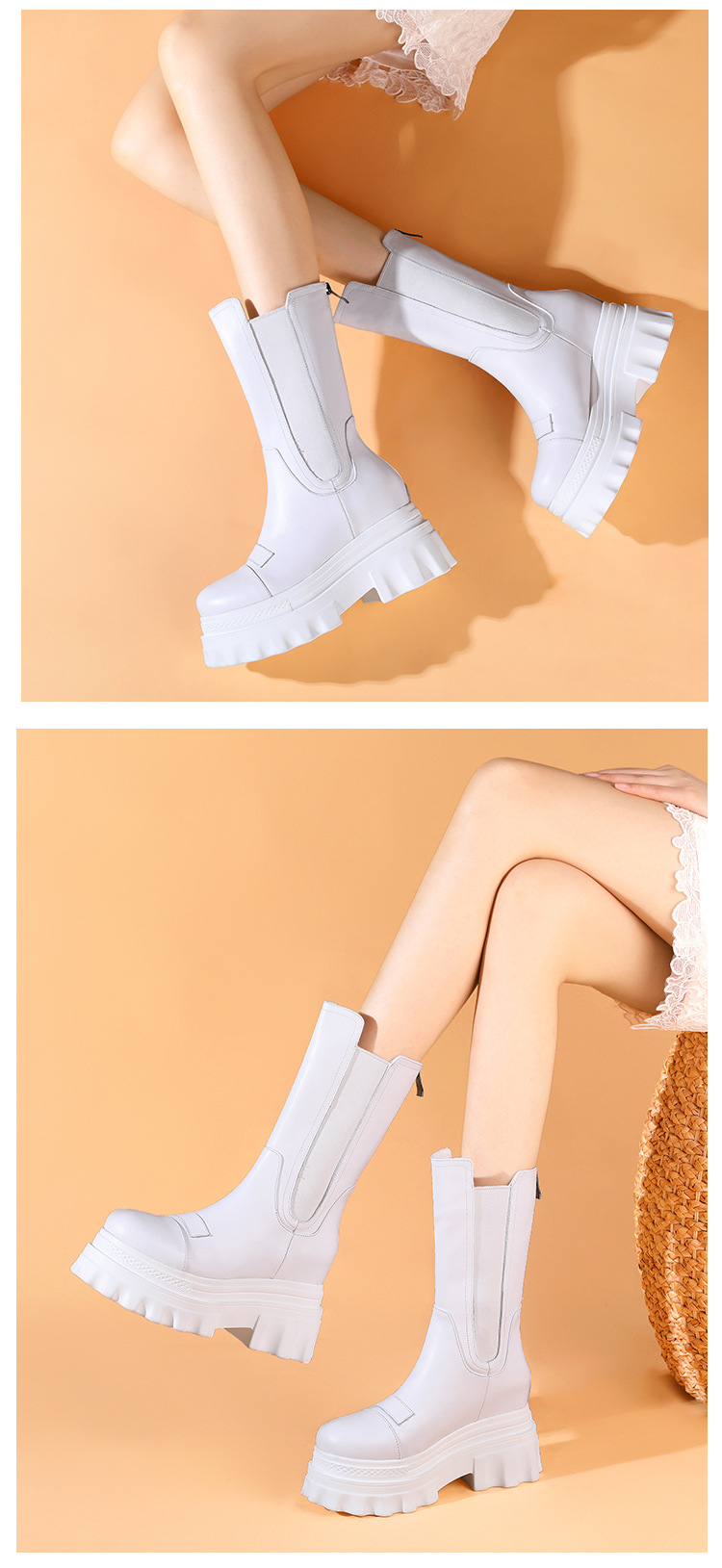 Boot nữ cổ thấp đế dày đế xốp thời trang dễ phối — Màu đen lót nhung chi tiết 6