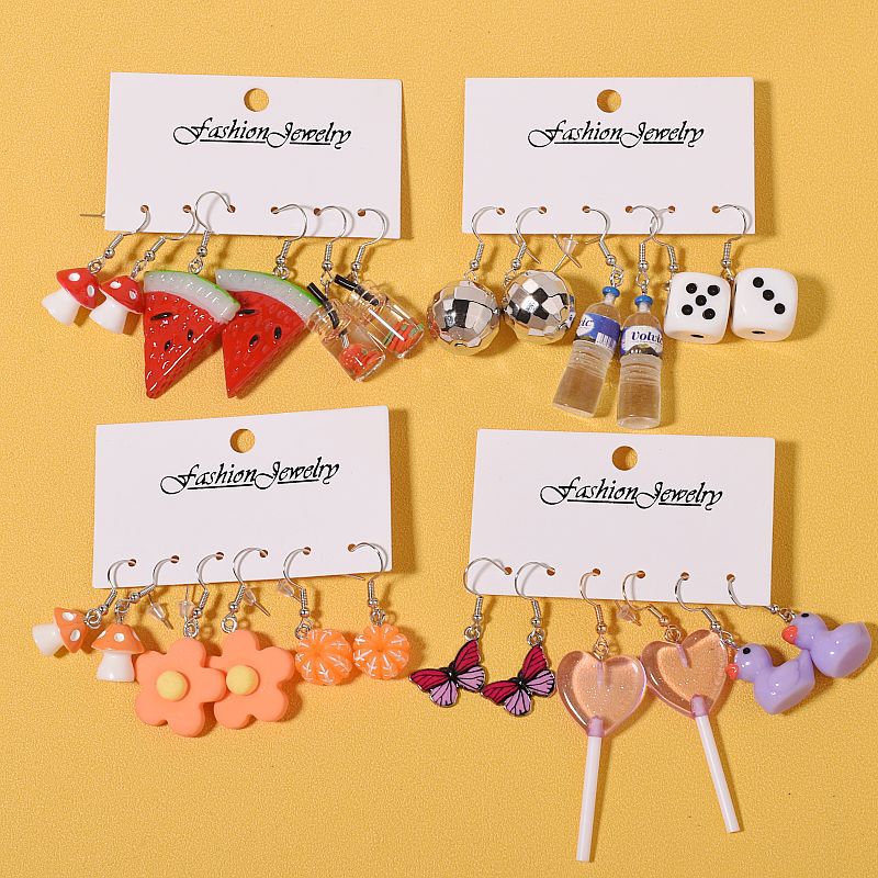 20g Weight Iron Ear Needle Material Drop Earrings Classification 1 Set Quantity Casual, Daily, Shopping Occasion Acrylic, Resin Material Cup, Heart Shape, Flower Pattern Women's Gender Cartoon Style, Cute Style 1 Set Cartoon Style Cute Cup Heart Shape Flower Arylic Resin Drop Earrings 6