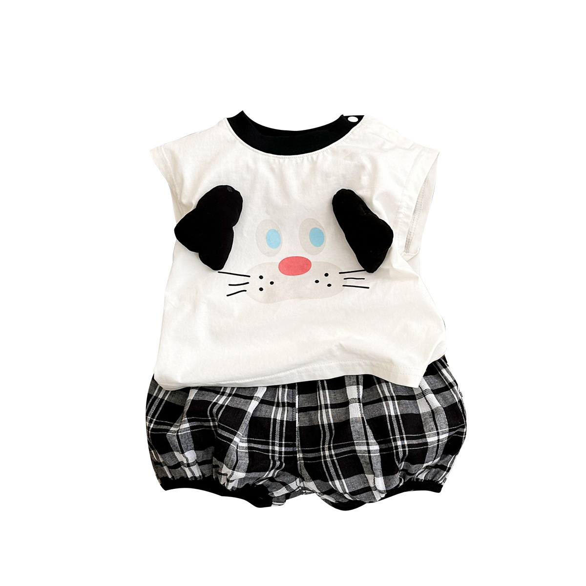 Traje de dibujos animados para niños 1-3 años verano estilo fino ropa para niños coreanos bebé camiseta súper linda pantalones cortos ropa de protección solar traje de tres piezas