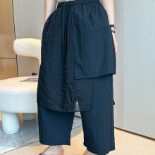 假两件屁帘天丝阔腿裤女欧洲站2025夏装新款欧货女装九分休闲裤潮