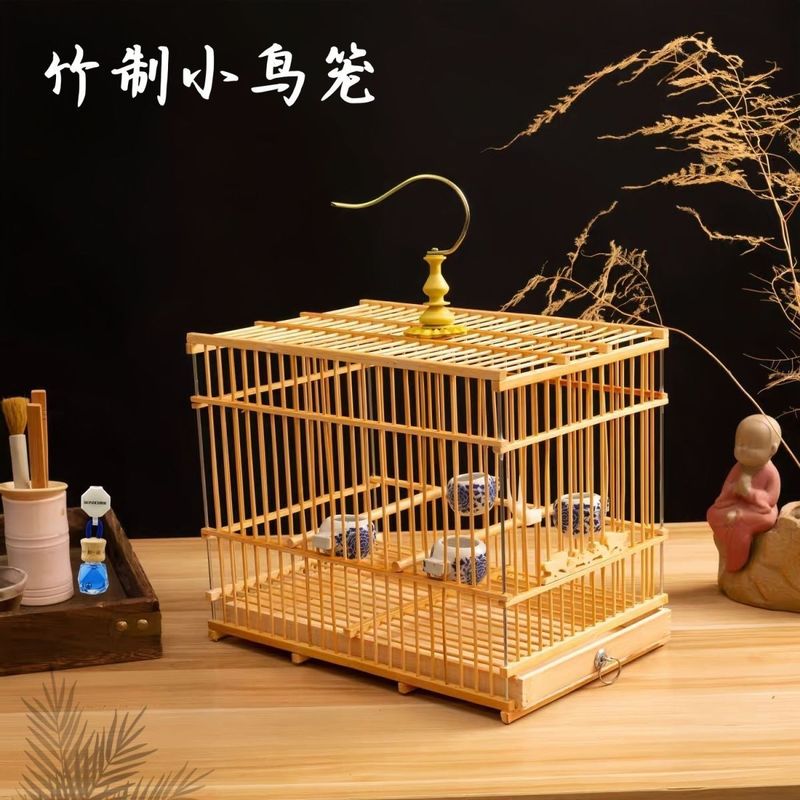 新しい竹長方形紫竹鳥かごイエローバード翡翠鳥竹麻手作り特別価格アクセサリー|undefined