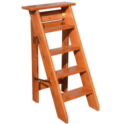 VHM7 wholesale solid wood household herringbone ladder indoor wooden ladder climbing ladder wooden folding ladder household 5-layer 5-step widening