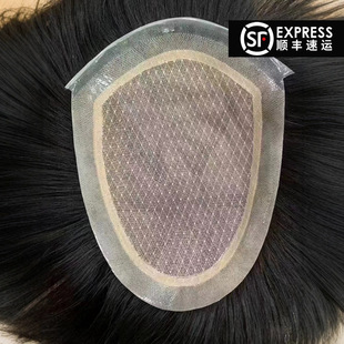 Men's wig full delivery needle wig real person's wig piece top natural color forehead thin side delivery needle can be dyed and permed