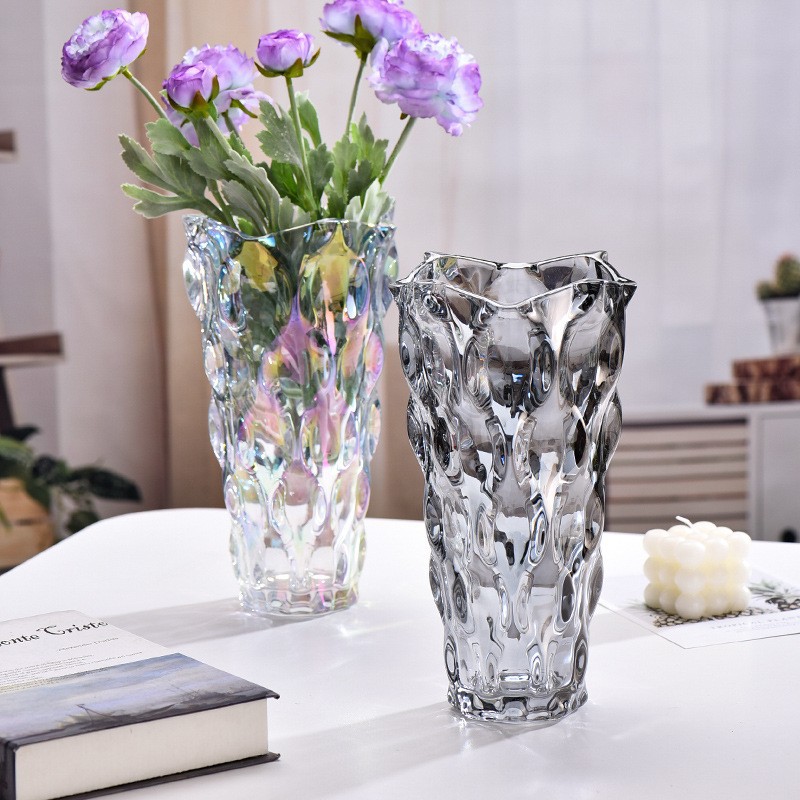 Nuevo jarrón de cristal transparente de agua de cristal cultivado Lilies Rose Decoración de escritorio de la sala de estar Decoración de alta calidad