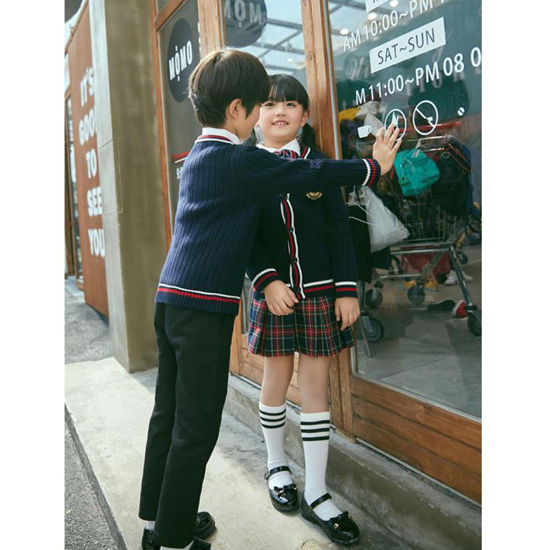 [Uniforme escolar personalizado] ropa infantil uniformes de jardín de infantes uniformes de jersey cardigan jk uniformes escolares estudiantes suéter chaqueta personalizada