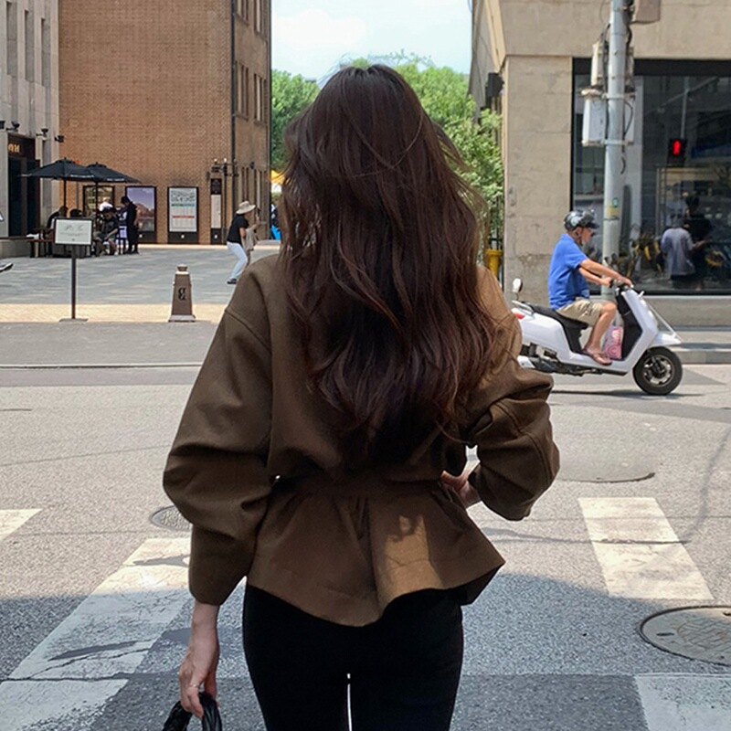 叮叮车LOSA ROSA白色立领短款风衣女秋季收腰宽松英伦风廓形外套|undefined