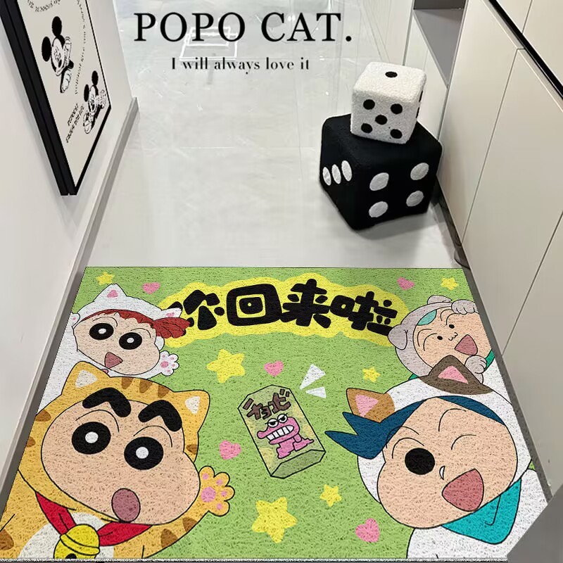 クレヨンしんちゃん 玄関ドアマット 家庭用玄関ドア 防汚マット ルイベルベット カット可能でお手入れ簡単 玄関マット|undefined