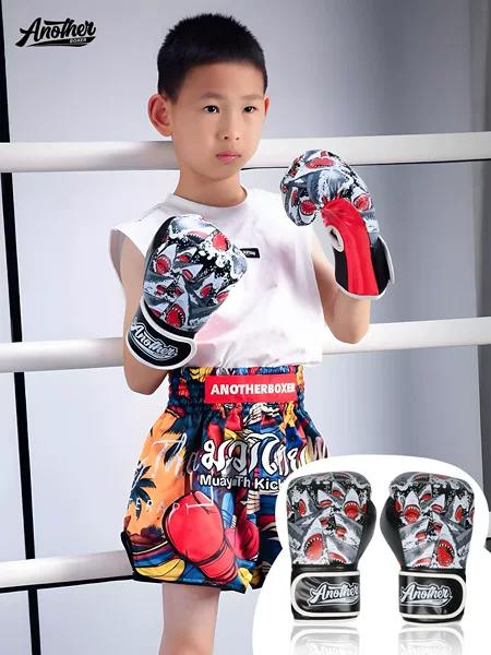 AN Muay Thai children's boxing gloves for boys, kids' fighting training, children's shark boxing Muay Thai gloves