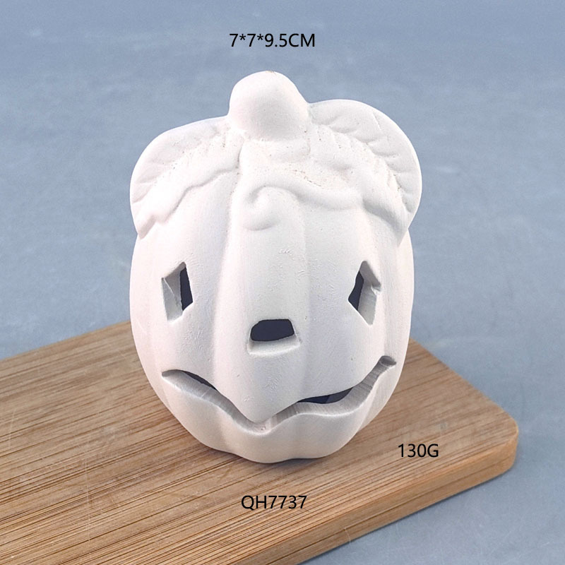 Cerámica de Halloween, candelabro de calabaza en blanco, barra de cerámica, bricolaje, embrión blanco pintado, muñeca de yeso, decoración de molde blanco