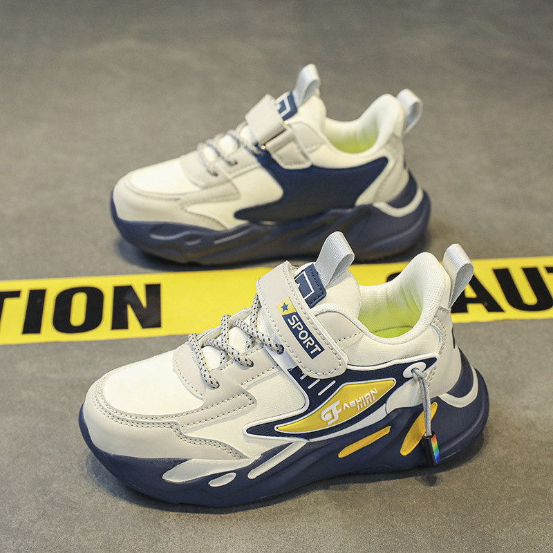 Zapatos para niños, zapatos deportivos para niños, superficie de cuero impermeable, zapatos para correr casuales para estudiantes de primaria y secundaria