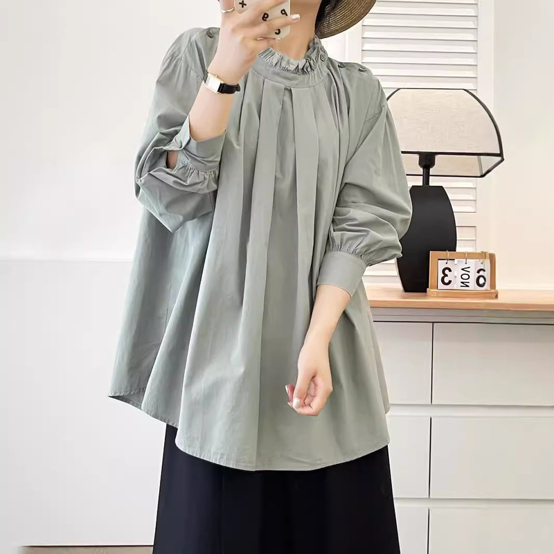 Korean Style New Arrival Skinny Doll Shirt Women's Retro Loose Cotton Long Sleeve Shirt Korean Style New Arrival Skinny Doll Shirt Women's Retro Loose Cotton Long Sleeve Shirt