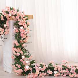 仿真藤条塑料玫瑰花藤装饰假花婚庆空调管道缠绕遮挡藤蔓绢花雏菊