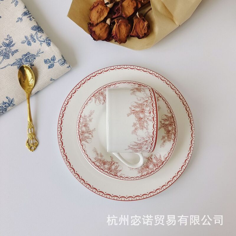 Green Lily of the valley small fresh coffee cup ins style ancient pastoral style ceramic Mark milk cup saucer set Green Lily of the valley small fresh coffee cup ins style ancient pastoral style ceramic Mark milk cup saucer set