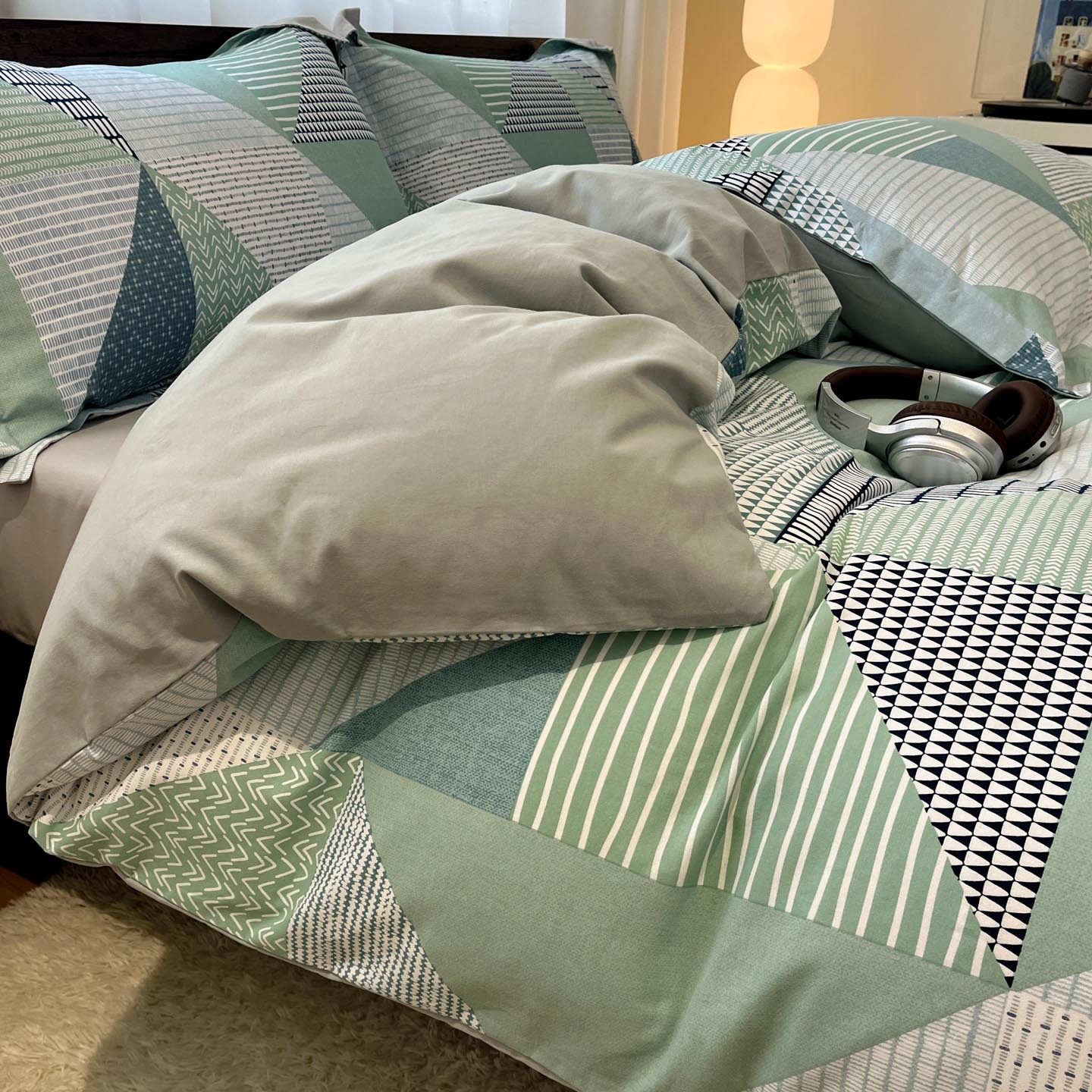 Algodón grueso de cuatro piezas, sábanas de algodón lavado con agua, dormitorios de estudiantes, tres piezas