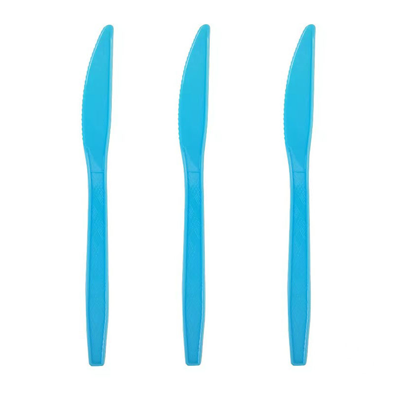 25 piezas transfronterizas Amazon PS desechable de plástico cuchillo, tenedor y cuchara vajilla de tres piezas conjunto de banquete de la torta del partido