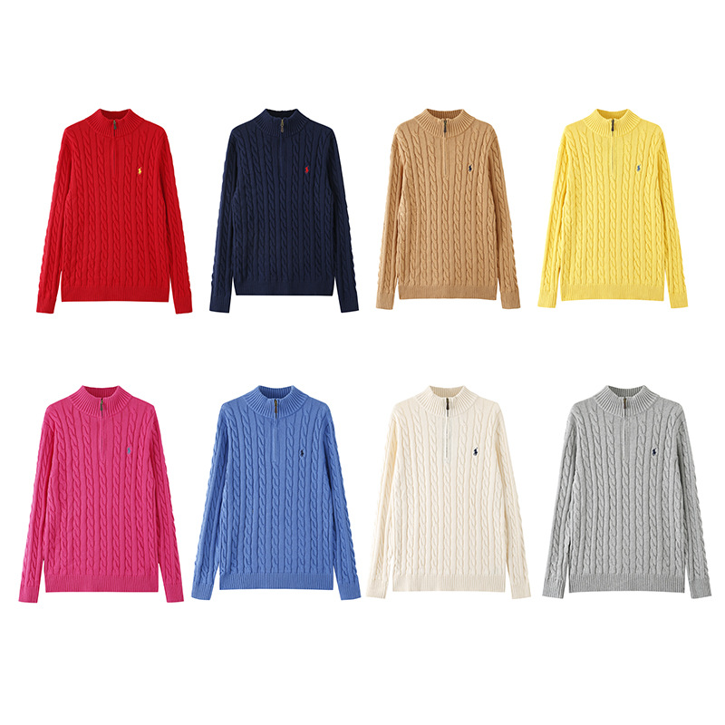 Scanable - Raff Rl Half-Zip High-Neck Hemp Pattern Knitwear Classic Fashionable Elegant Long-Sleeved Knitwear for Men and Women