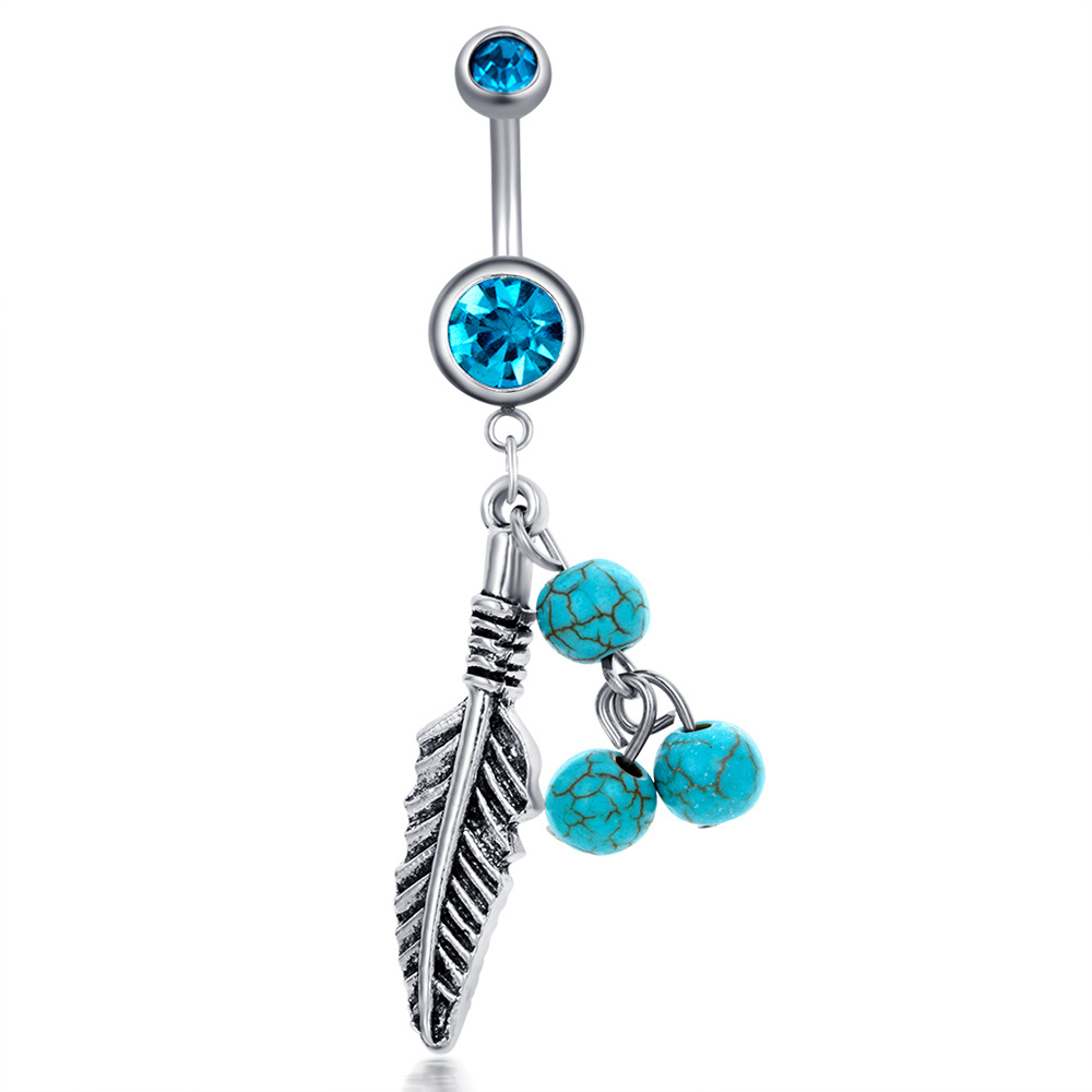 14G Navel Ring Blue Glow Star Dangle Belly Button Piercing Jewelry Stainless Steel detail image 14