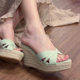 Hollow Open Toe Suede Straw Wedge Slippers 2025 Spring and Summer Waterproof Platform Thick-soled Hemp Rope Woven Outer Wear Beach Shoes