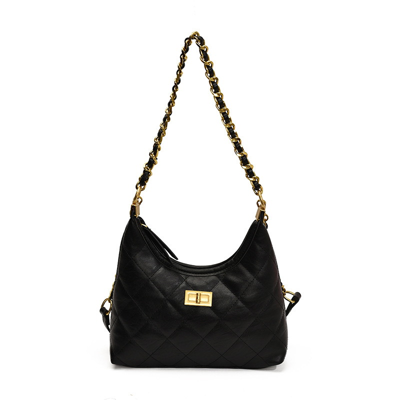 Bolso de cadena de diamante de alta calidad para mujeres 2025, otoño y invierno nuevo estilo retro bolso de bolsas de bolsas fragrantes, textura plegable, mochila