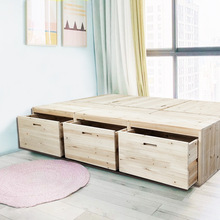榻榻米木箱拼床实木床加宽拼接床板式床飘窗地台柜组合收纳储物箱