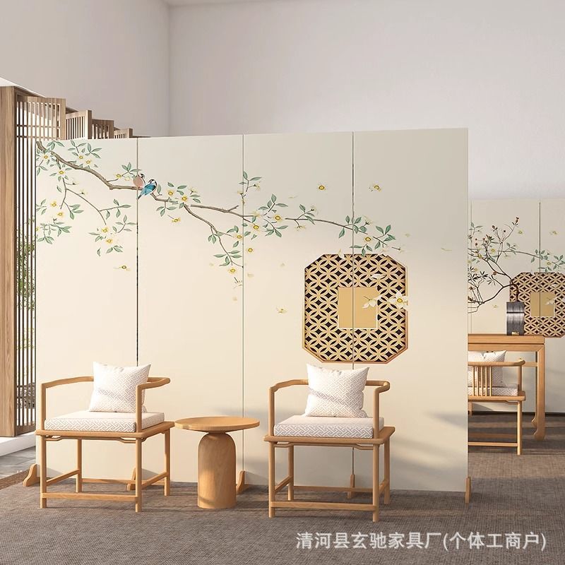 Song Dynasty Aesthetic New Chinese Style Screen Partition Living Room Office Blocking Mobile Folding Light Luxury High-End Folding Screen