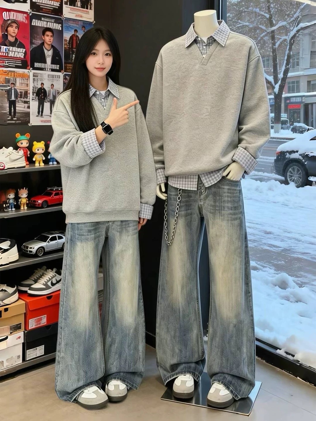 Blue bamboo spring jeans