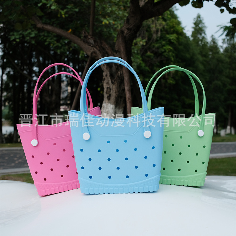 New Trendy Eva Beach Bag, DIY Jewelry Hole Bag, Shopping Bag, Popular in Europe and America, Large Capacity Tote Bag
