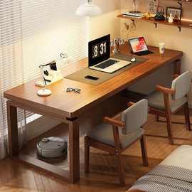 双人书桌学生家用电脑桌客厅写字桌卧室工作台办公桌实木腿桌子灬
