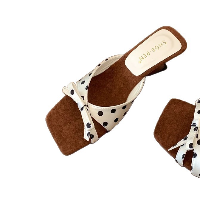 2026 verano nuevo nicho casual tacones de pendiente cuadrada francesa ondulado punto de arco zapatillas para mujeres image 5