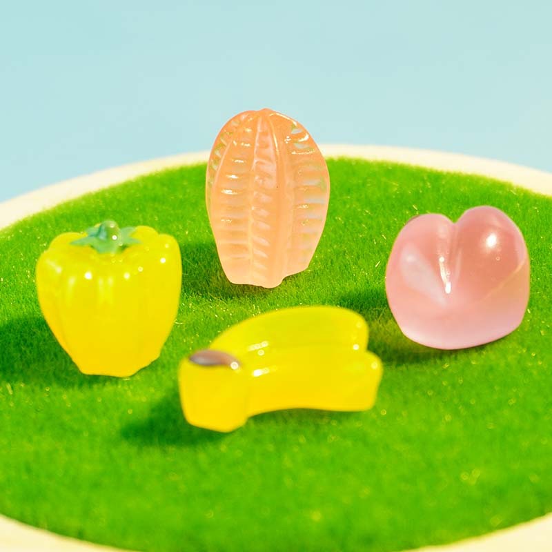 Fruit fresa modelo de uva simulación mini mini comida en miniatura resina luminosa bricolaje hecho a mano decoración de vegetales adornos