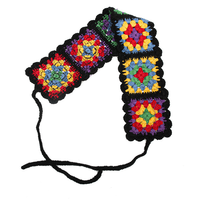 Francia cereza toallas triangulares mujeres primavera y otoño viajes padres-hijos gancho de punto flores hueco pañuelo de arte correa de pelo gorro