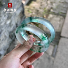 石英岩玉石手镯冰种飘花翡翠色玉镯 女款飘花玉石镯子厂家批发
