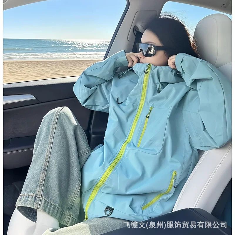 户外运动夹克外套男女同款山野纯色宽松百搭登山服城市通勤上衣|undefined
