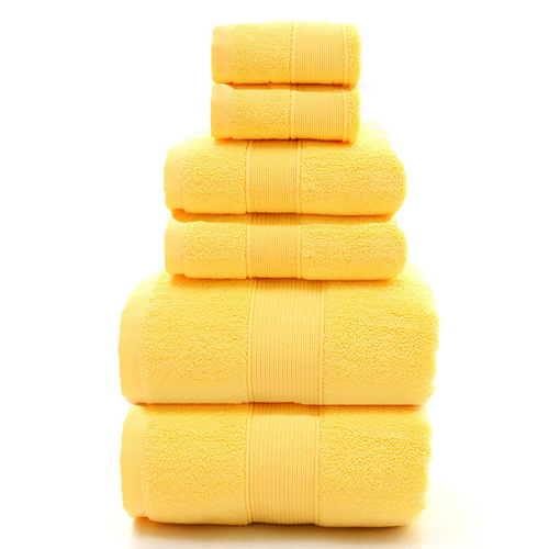 Towel set Amazon specializes in pure cotton towel and bath towel combination foreign trade towel set combed cotton thickened six-piece set