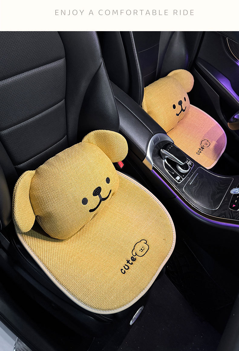 Car Seat Cushion for All Seasons, Cartoon Cute Bear, High-End Feel, Rear Seat Cushion, Single Piece, Driver's Seat Cover