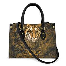 女士PU手提包写实风格图片设计老虎豹子猫猫狼猩猩四季通用时尚
